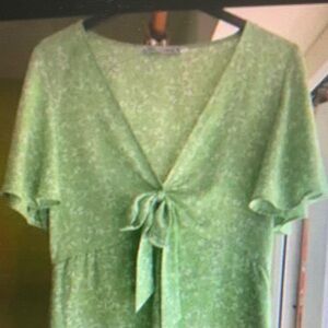Zara Light Green Tie-Front Dress